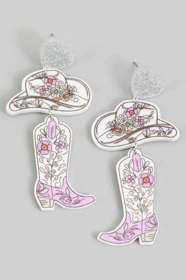 Acrylic Floral Cowboy Earrings