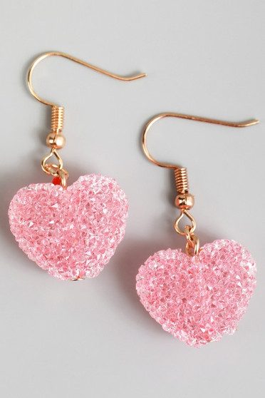 Acrylic Sugar Coated Heart Drop Earrings