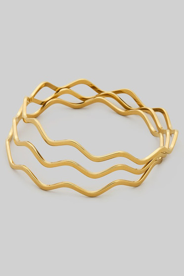 Three Layer Wave Bangle Set