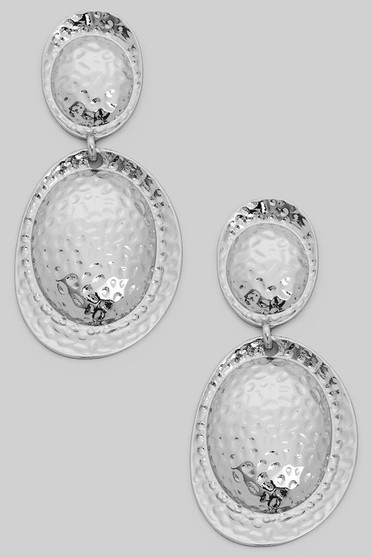Hammered Linked Geo Drop Earrings