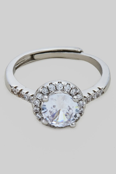Round Cz Halo Pave Ring