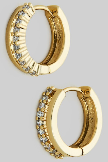Split Brass Hinge Hoops With Cz Pave