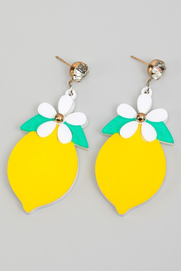 Rhinestone Studs With Acrylic Lemon Drop Earrings