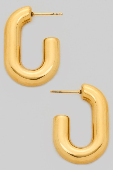 Stainless Steel Tube Oval Hoop Earrings