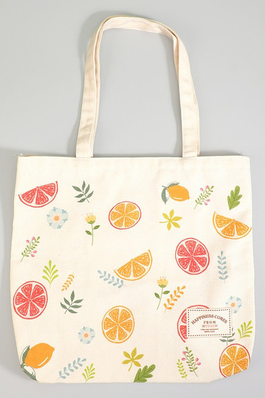 Country Flowers And Fruit Canvas Tote Bag