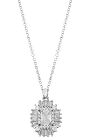Oval Baguette Pendant Necklace