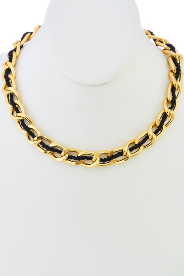 Seed Bead Metal Chain Necklace