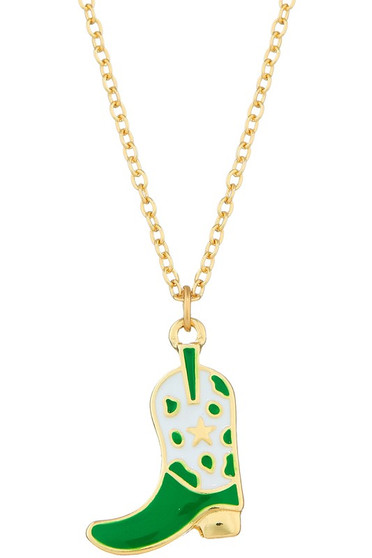 Animal Cowgirl Boot Pendant Necklace