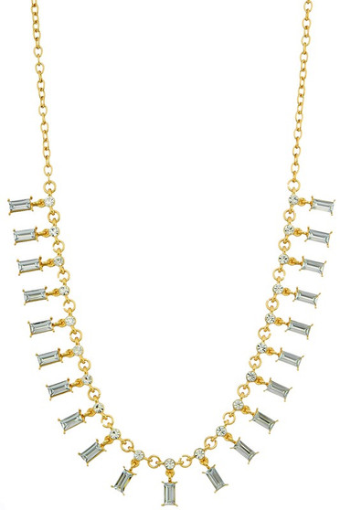 Baguette Crystals Bib Necklace. 