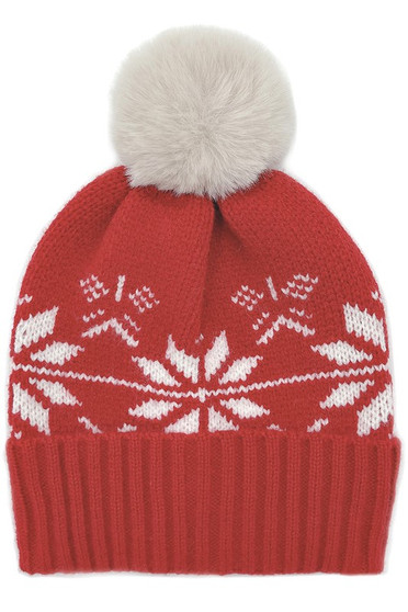 Snowflake Pom Pom Beanie