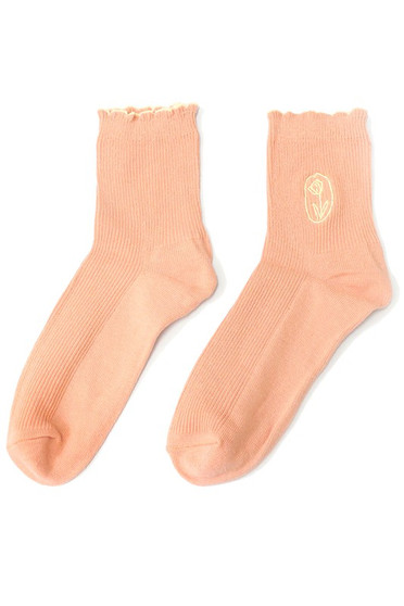 Embroidered Rose Ankle Socks