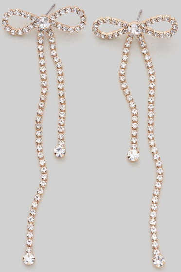 Dangling Pave Bow Drop Earrings