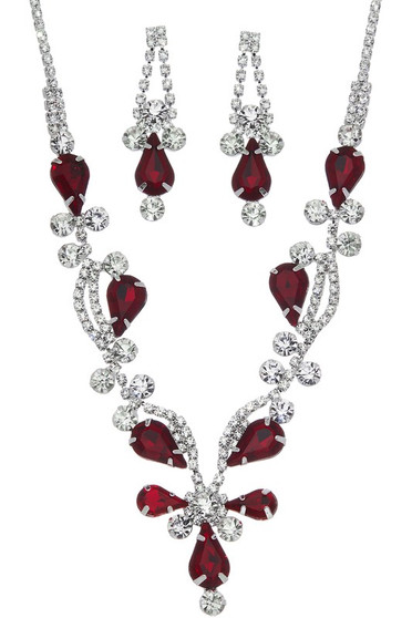 Rhinestone Vine Bridal Necklace Earring Set