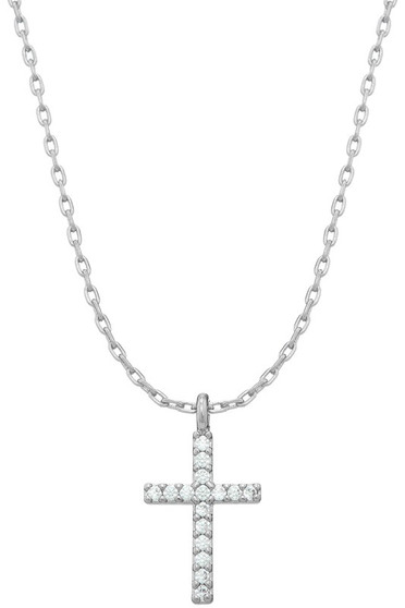 Rhinestone Cross Pendant Necklace - #MN-4047