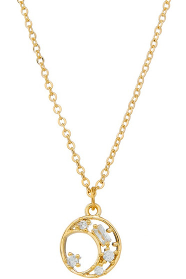 Mini Baguette Moon Pendant Necklace