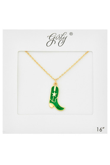 Cowgirl Boot Pendant Chain Necklace