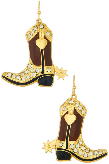 Rhinestone Western Boot Dangle Earrings