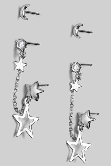 Gold Dipped Star And Moon Earring Set