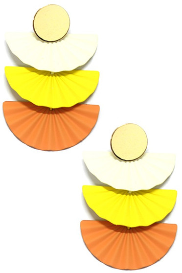 Enamel Fan Drop Earrings