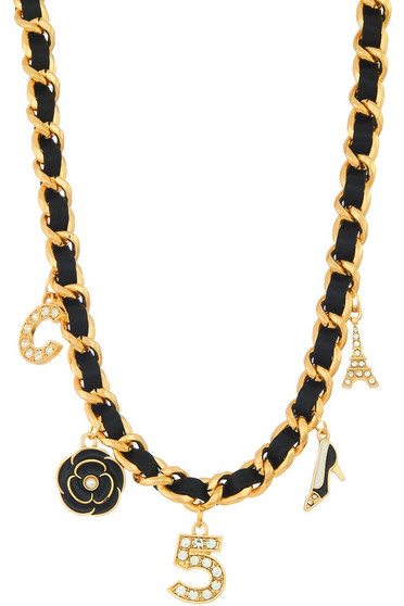 Multi Charm Drop Braided Choker Necklace