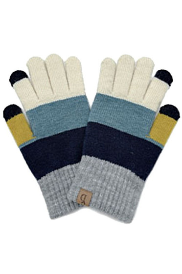 Color Block Knitted Smart Touch Gloves