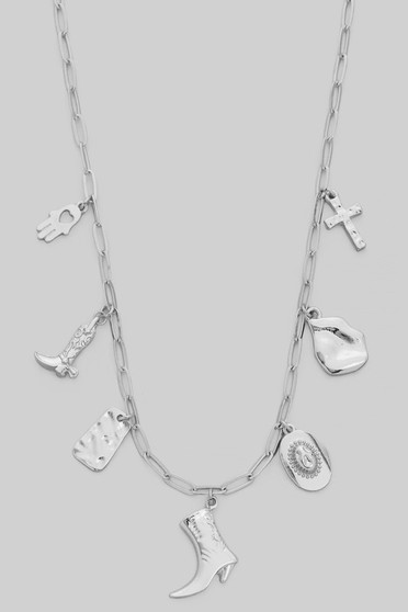 Cowgirl Boot Multi Charm Chain Necklace