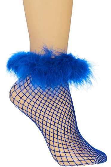 Fluffy Trim Fishnet Socks