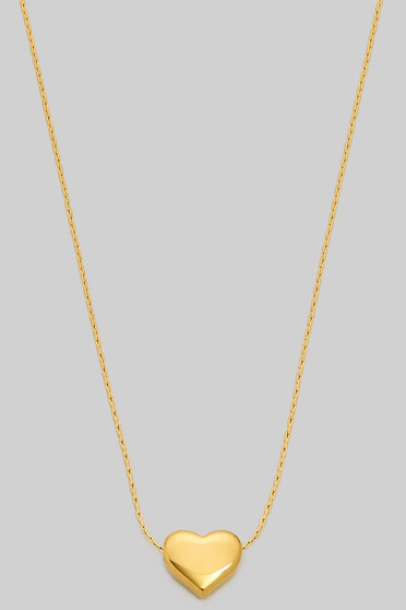 Stainless Steel Puff Heart Necklace