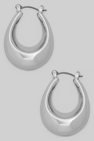 Oval Shape Pin Catch Hoop Earrings