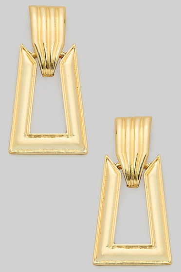Brass Textured Door Knocker Earrings