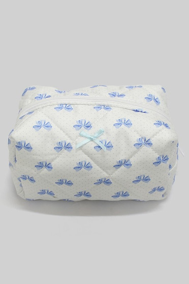 Quilted Makeup Bag With Bow Print