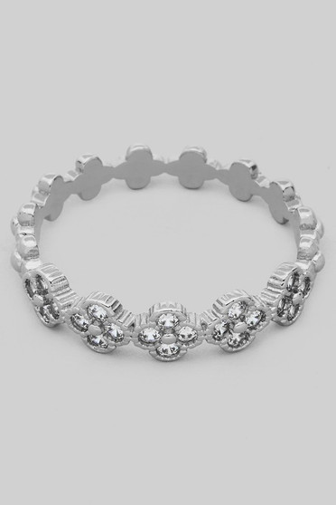 Clover Cz Pave Ring With Beaded Detail