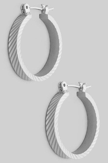 Diamond Cut Edges Hinged Hoop Earrings