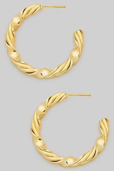 Brass Twisted Open Hoop Earrings