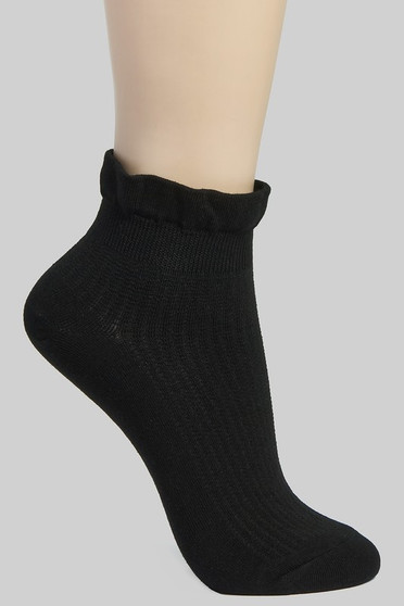 Plain Ankle Socks With Frilly Opening