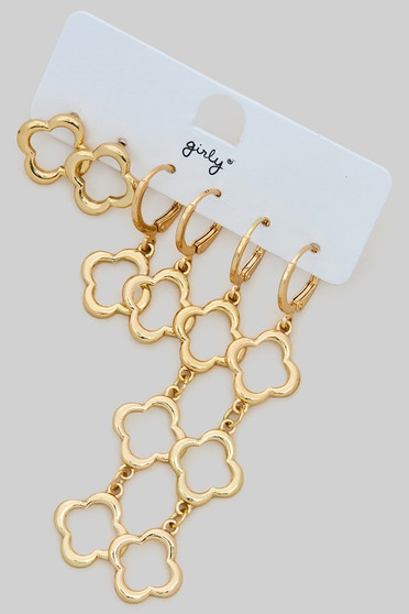 Three Pairs Of Clover Earrings