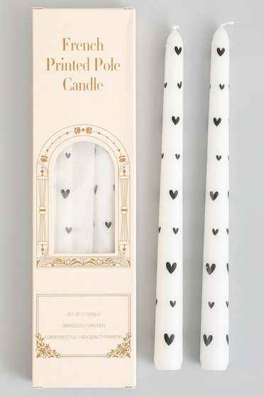 French Heart Printed Pole Candle