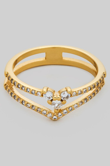 V Shaped Stack Ring With Mirco Pave