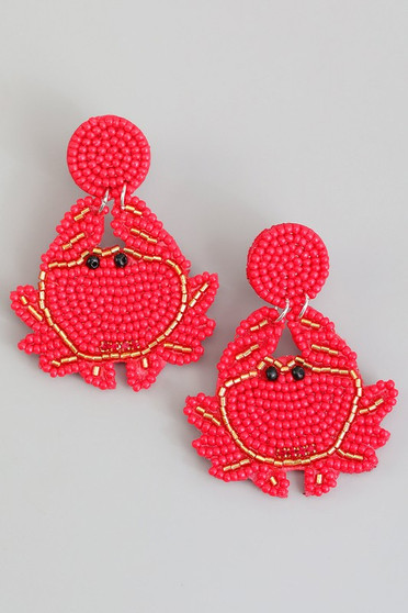 Seed Beaded Crab Drop Earrings - #KE26049