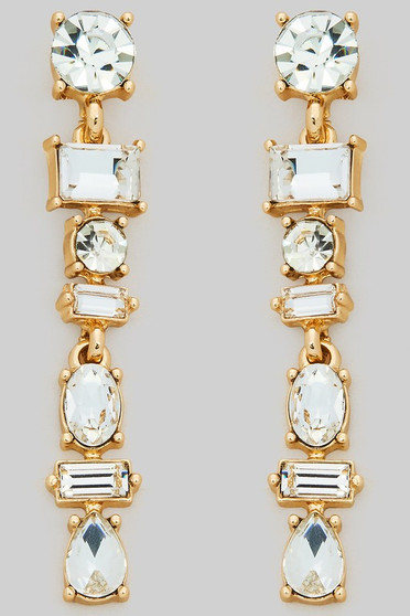 Rhinestone Linear Drop Earrings