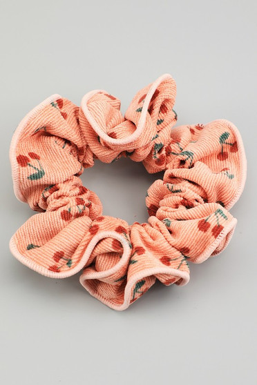 Cherry Print Corduroy Hair Scrunchie