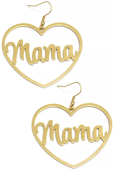 Mama Heart Hoop Drop Earrings