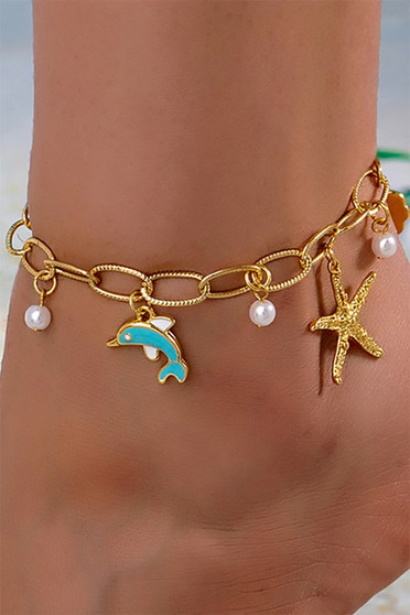 Dolphin And Sea Charm Chain Bracelet