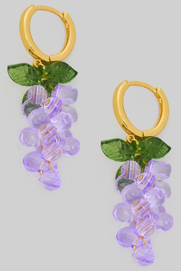 18K Gold Dipped Grape Huggies Earrings - #KE25645