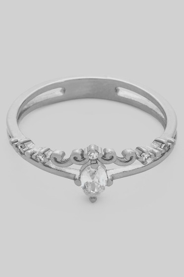 Round Cz Fleur Brass Ring