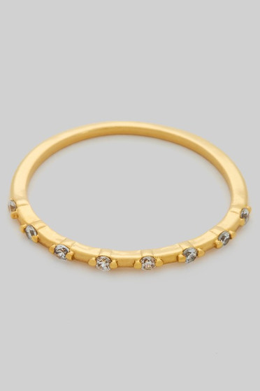 Thin Brass Ring With Spaced Out Cz Pave
