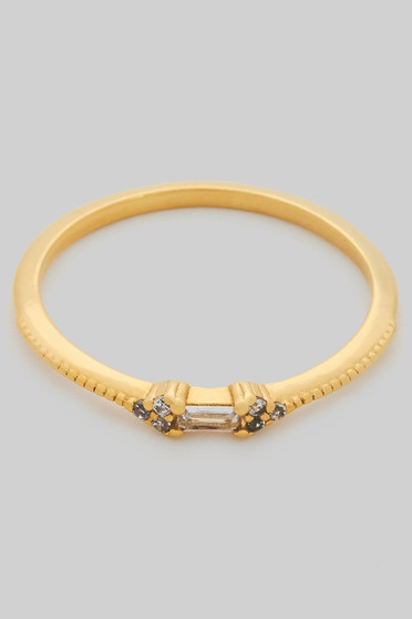Diamond Cut Delicate Cz Baguette Ring