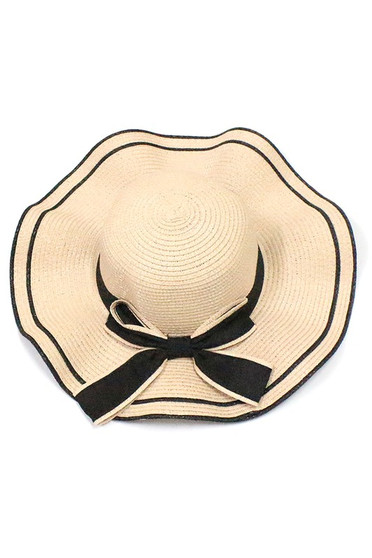 Woven Sun Hat With Bow - #KC20191