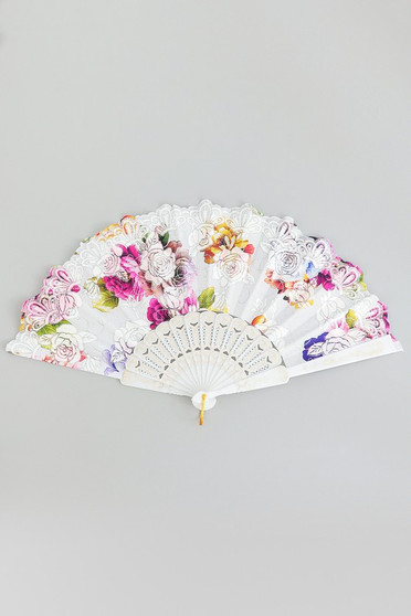 Multi Colored Floral Print Foldable Fan