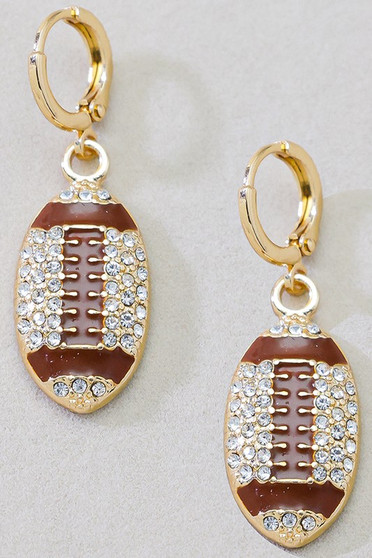 Cz Pave Football Huggie Earrings